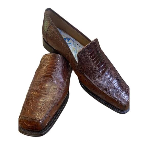 Mezlan Platinum Brown Ostrich Oxford Shoes Size 9M - Picture 1 of 9